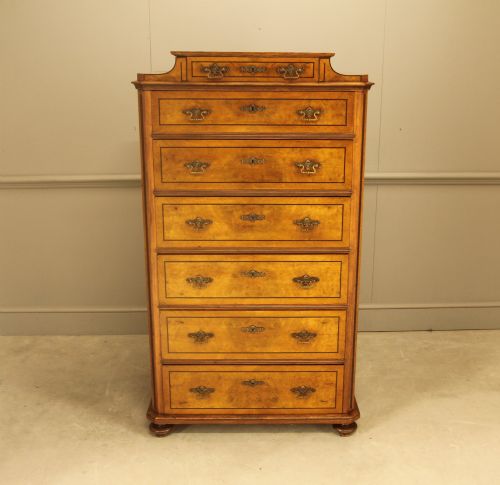 19th Century Swedish Burr Walnut Tall Chest of Drawers