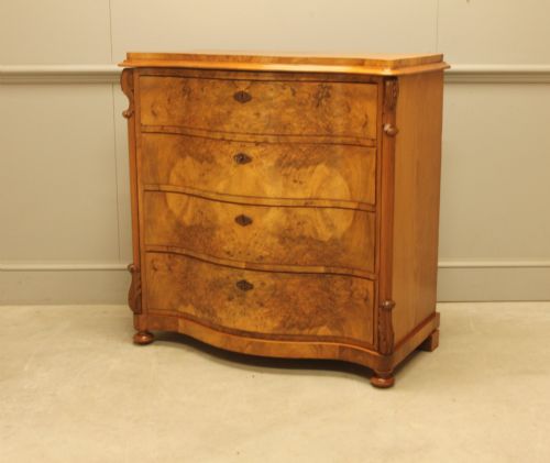 19th Century Swedish Burr Walnut Serpentine Chest of Drawers