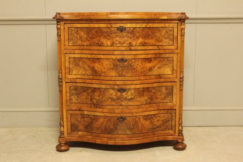 19th Century Swedish Burr Walnut Serpentine Chest of Drawers