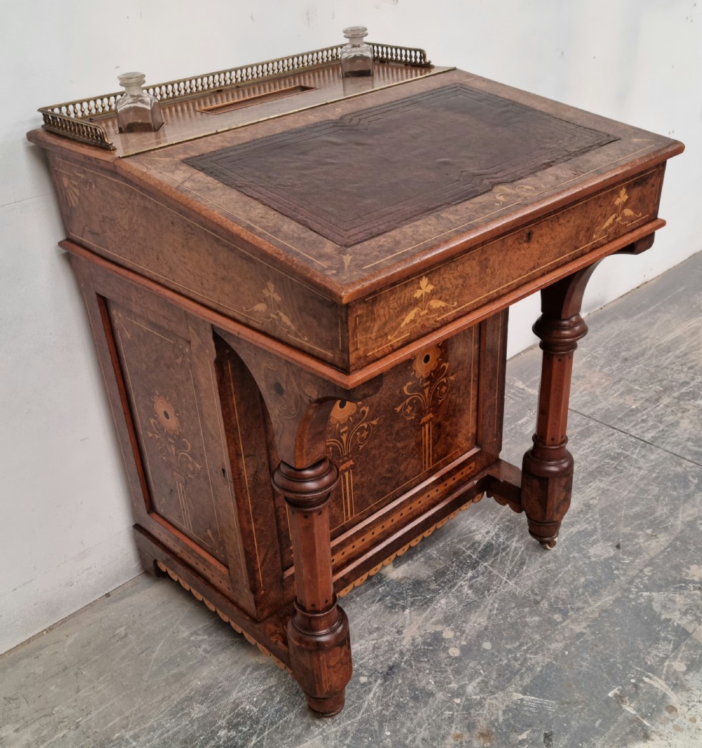 A Victorian burr walnut Davenport 