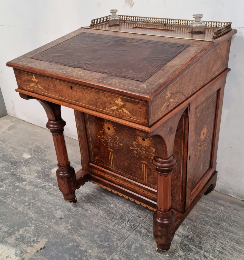 A Victorian burr walnut Davenport  View III