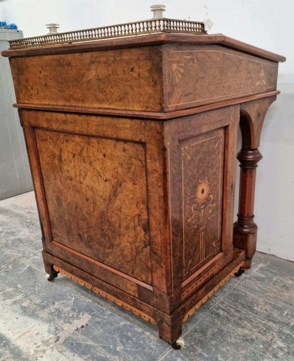 A Victorian burr walnut Davenport  View X
