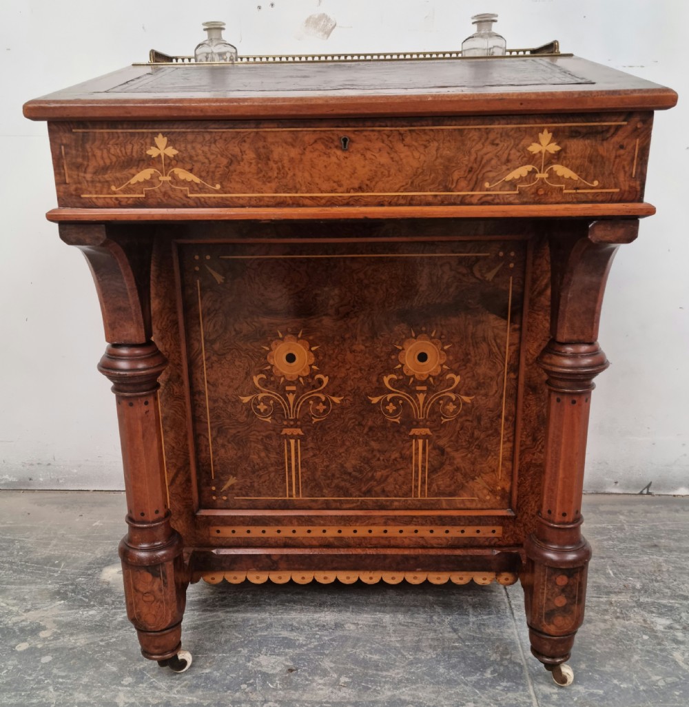 A Victorian burr walnut Davenport  View XVI