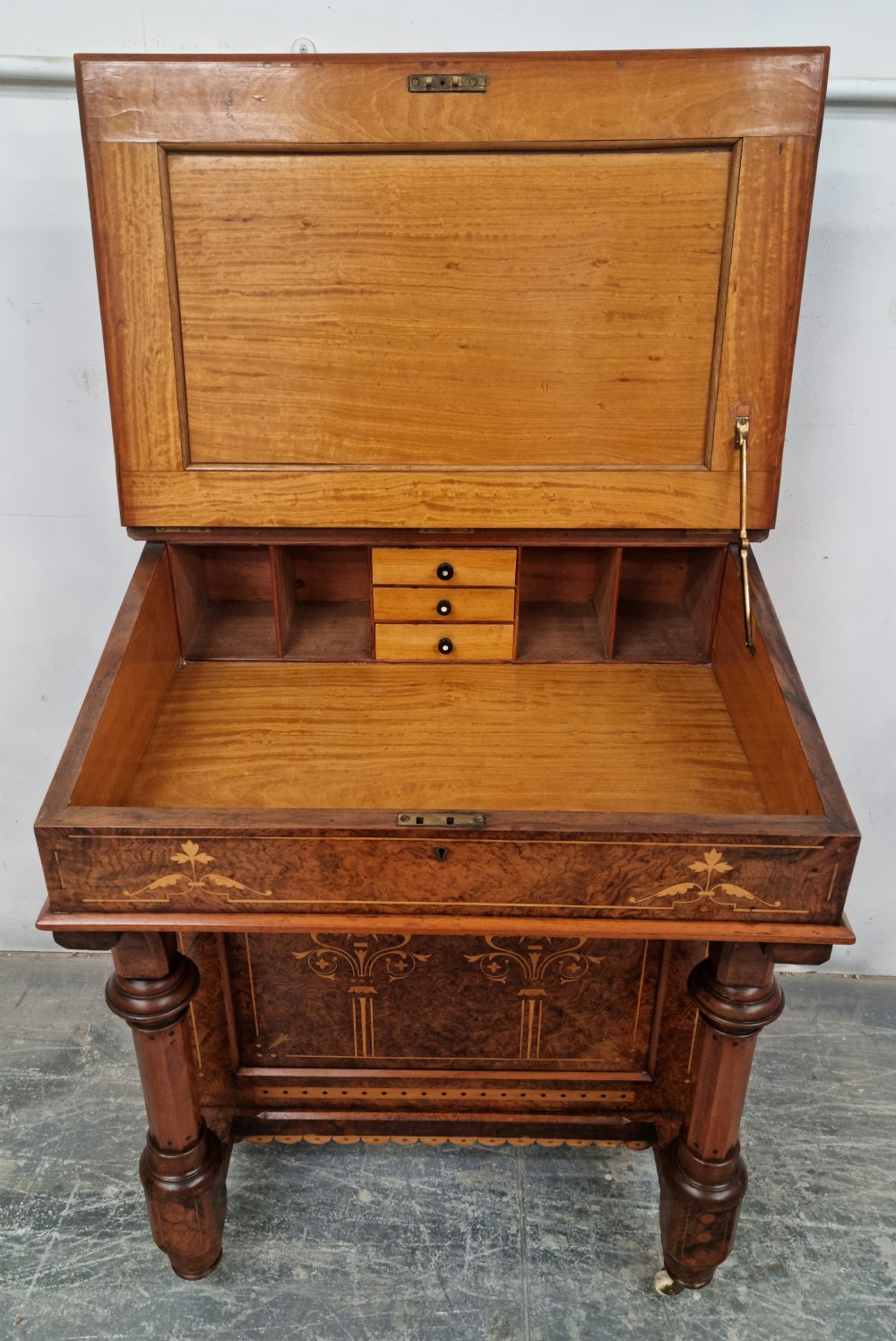 A Victorian burr walnut Davenport  View XVII