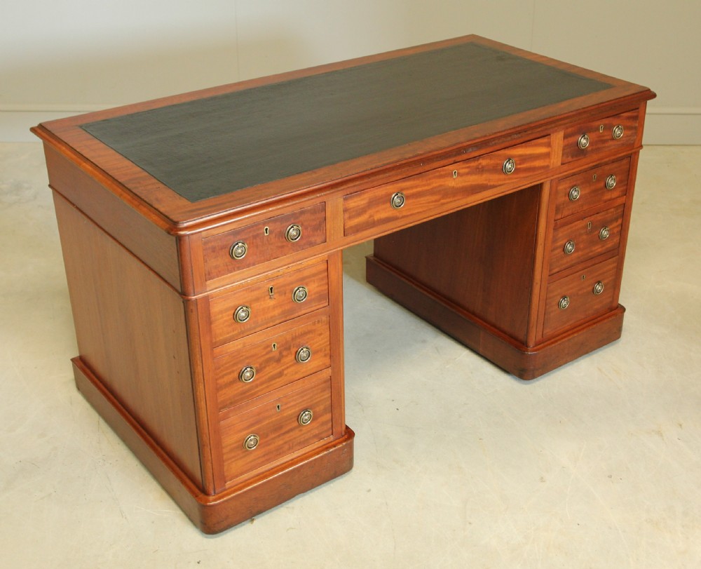 A 19th century Victorian mahogany twin pedestal writing desk View V