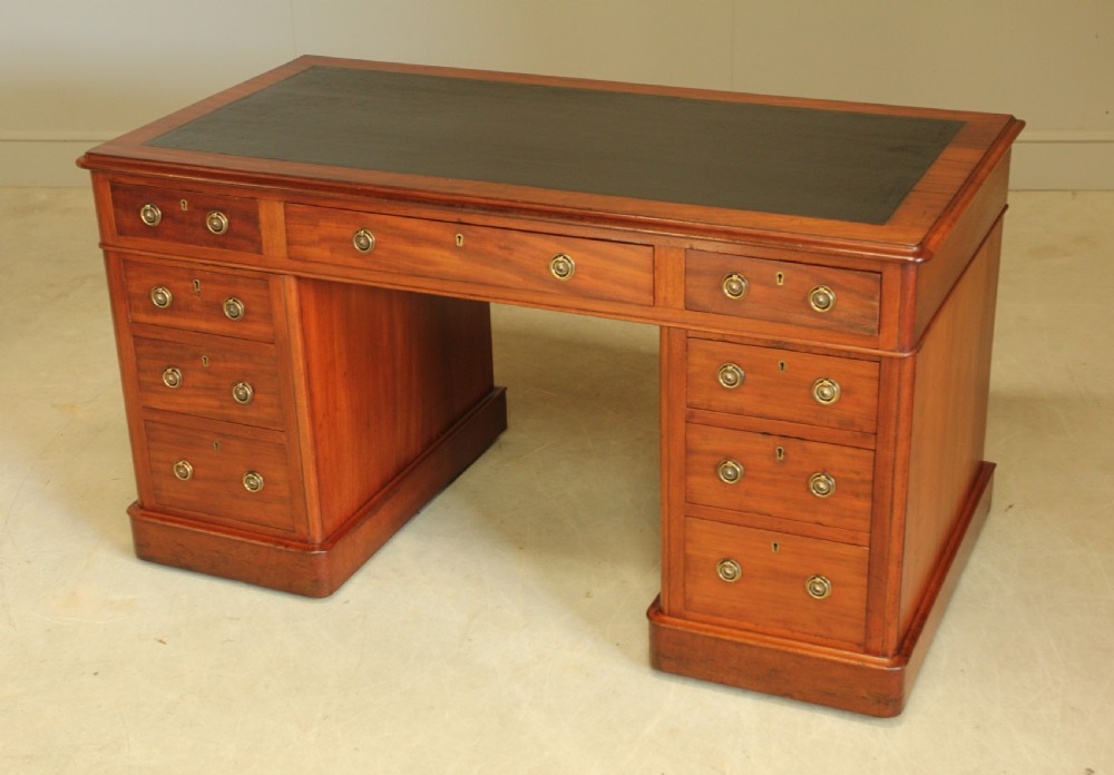 A 19th century Victorian mahogany twin pedestal writing desk View VI