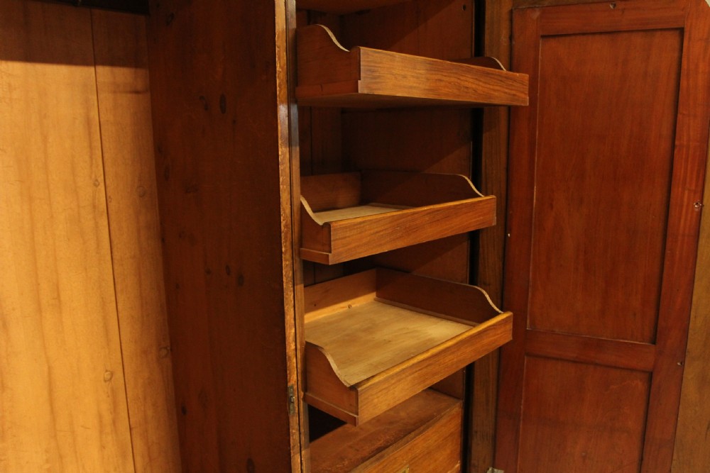 A VICTORIAN BURR WALNUT WARDROBE TRIPLE MIRRORED COMPACTUM. View VII