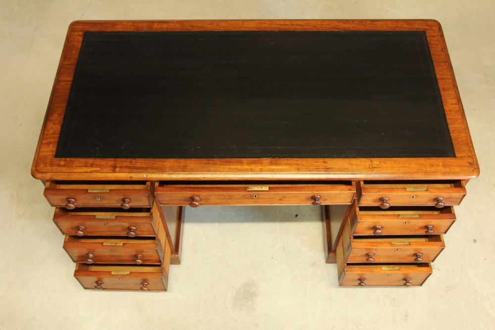A VICTORIAN MAHOGANY TWIN PEDESTAL DESK  View IX
