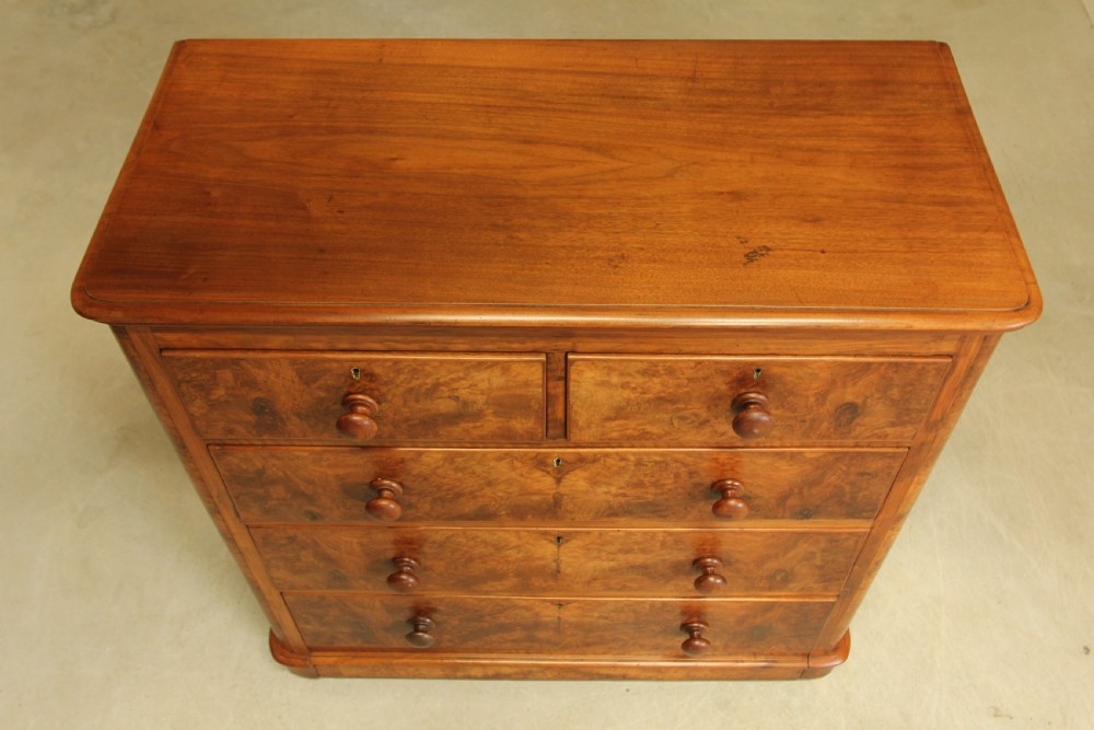 A VICTORIAN BURR WALNUT CHEST OF DRAWERS View VIII