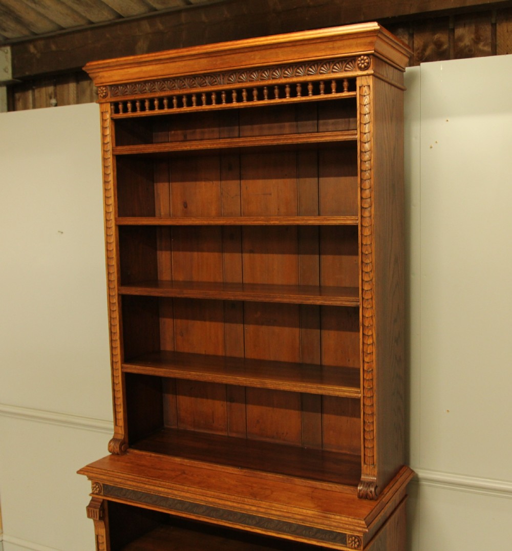 A VICTORIAN AESTHETIC OAK OPEN BOOKCASE. View IV
