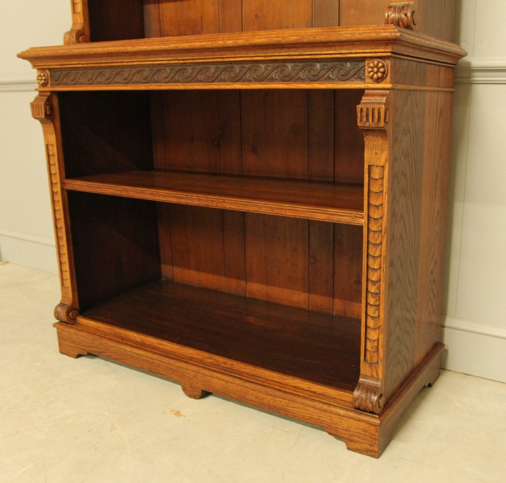 A VICTORIAN AESTHETIC OAK OPEN BOOKCASE. View V