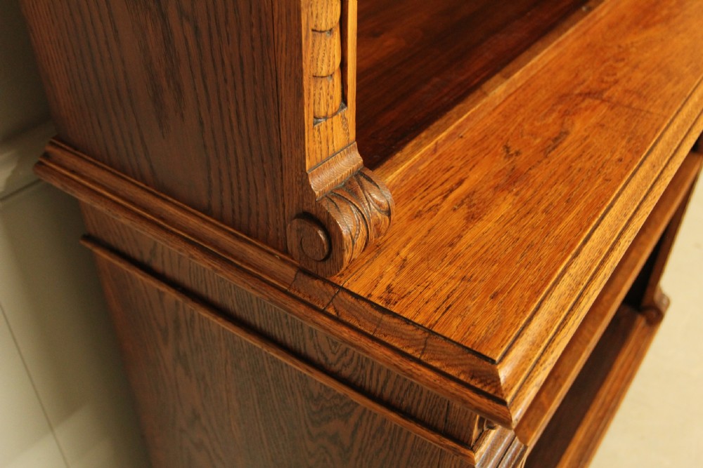 A VICTORIAN AESTHETIC OAK OPEN BOOKCASE. View VIII