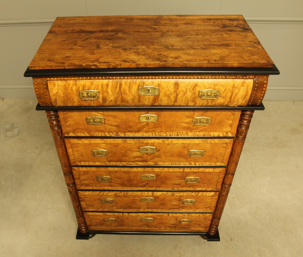 A 20TH CENTURY SWEDISH BIRCH CHEST OF DRAWERS. View VII