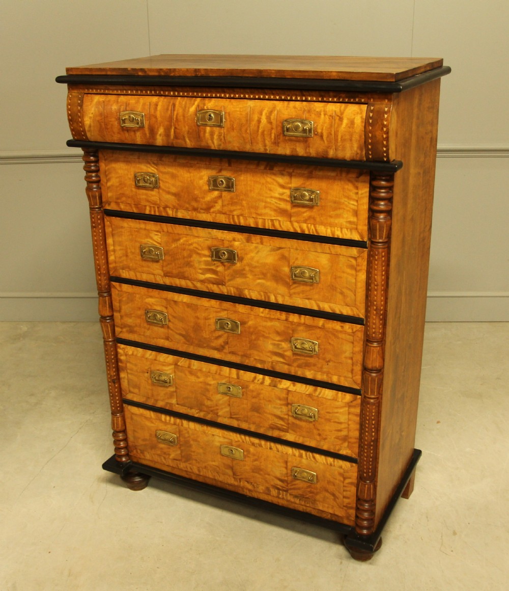 A 20TH CENTURY SWEDISH BIRCH CHEST OF DRAWERS. View X