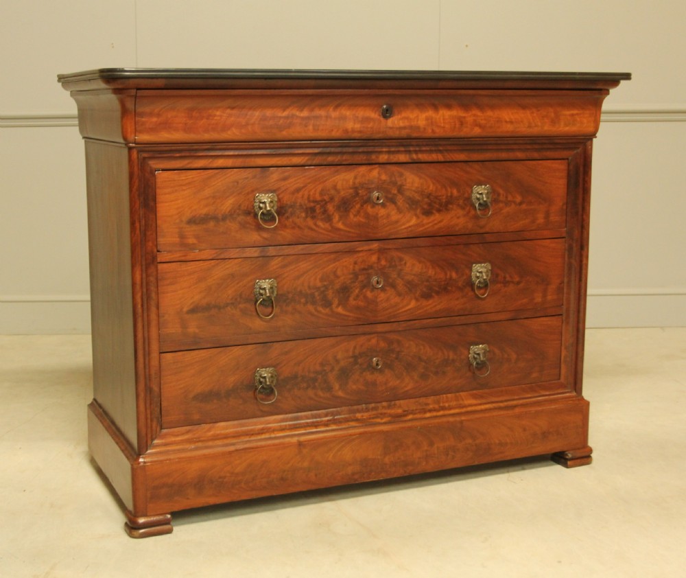A 19TH CENTURY FRENCH MAHOGANY CHEST OF DRAWERS View V