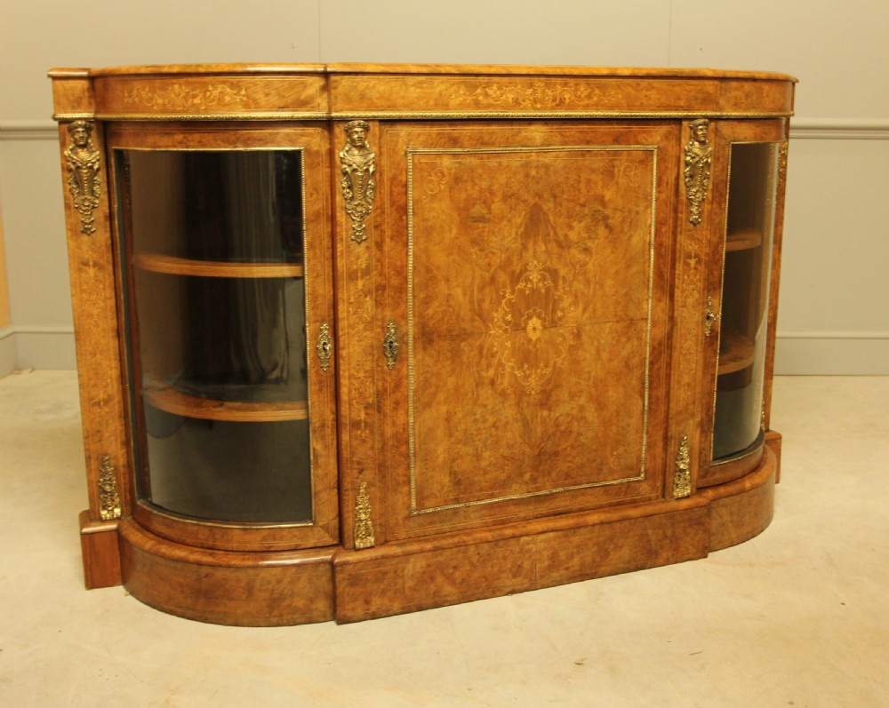A VICTORIAN BURR WALNUT CREDENZA  View II