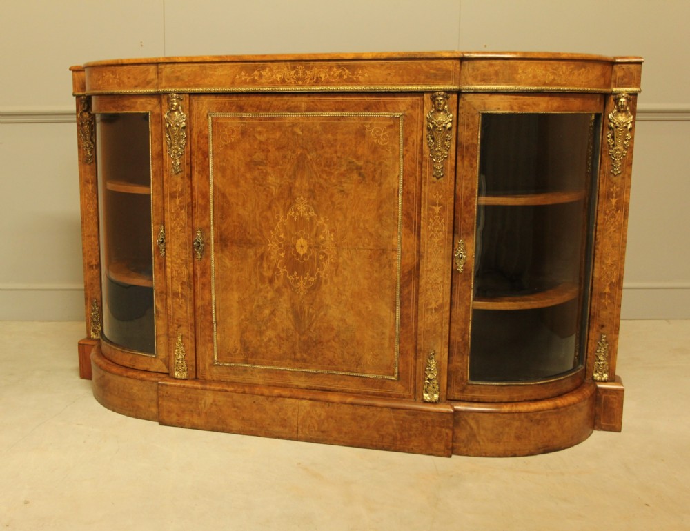 A VICTORIAN BURR WALNUT CREDENZA  View V