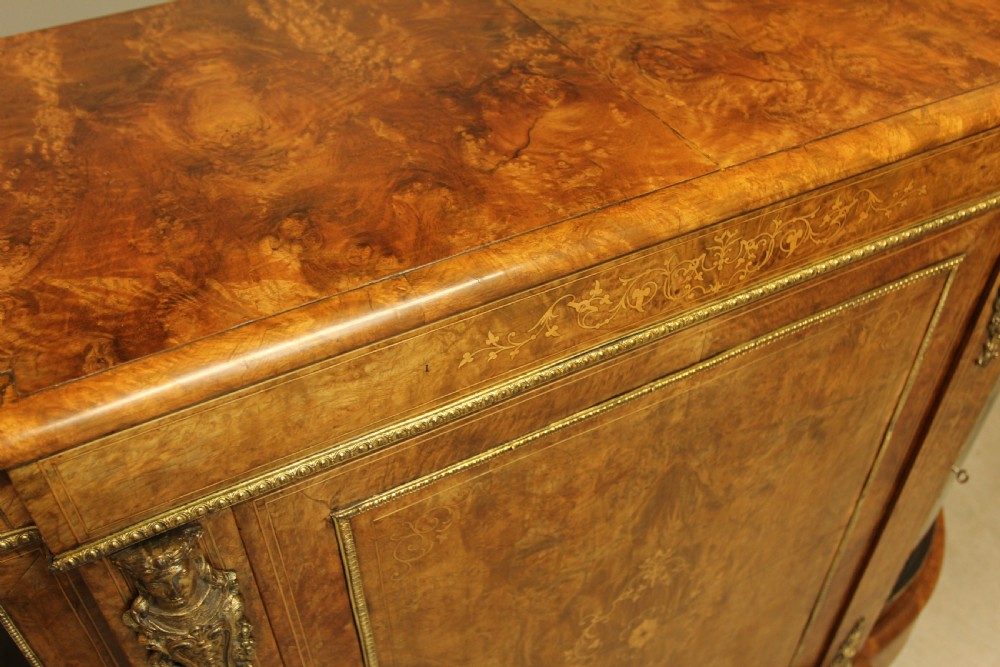 A VICTORIAN BURR WALNUT CREDENZA  View X