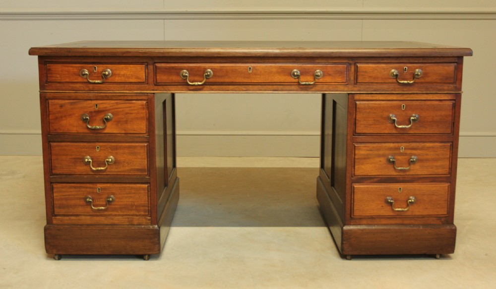  Elegant 20th Century Mahogany Twin Pedestal Desk View II