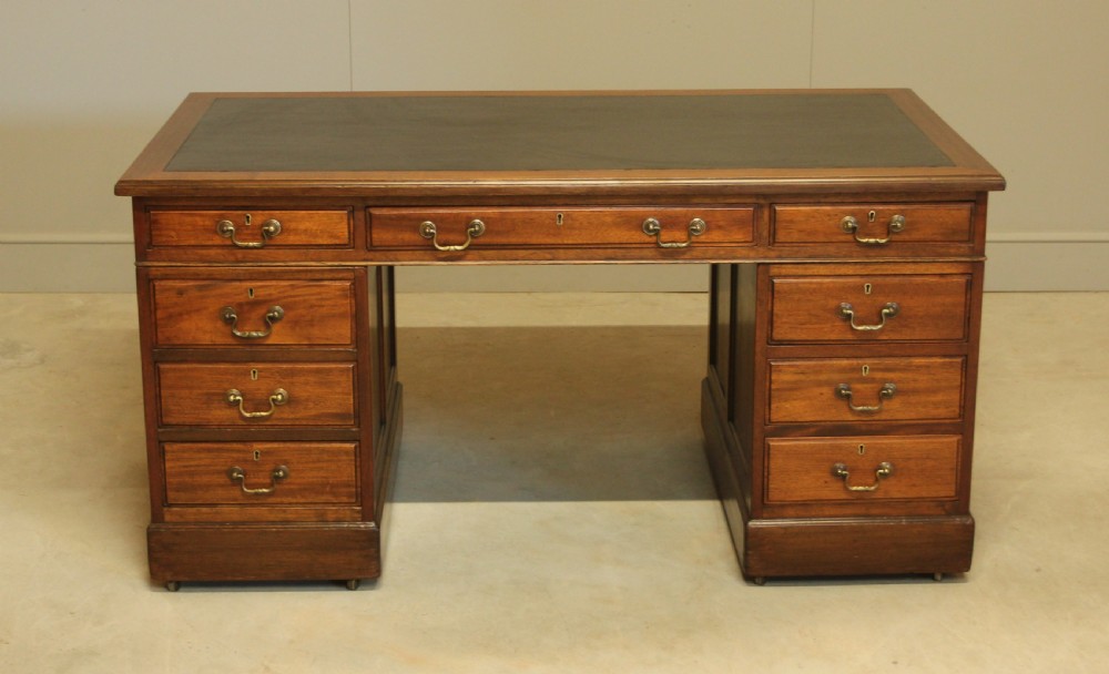  Elegant 20th Century Mahogany Twin Pedestal Desk View III