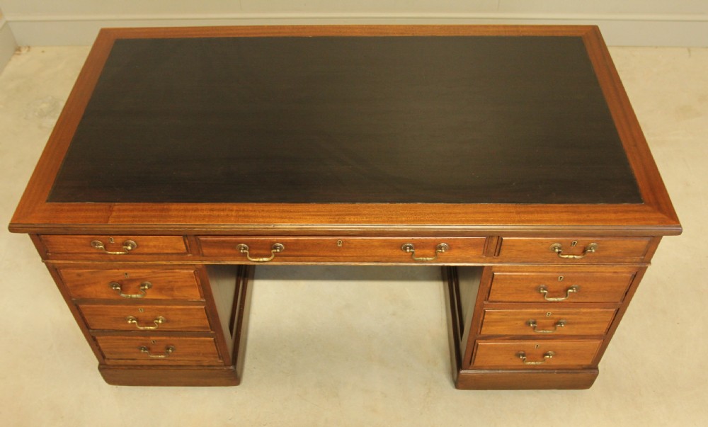  Elegant 20th Century Mahogany Twin Pedestal Desk View IV