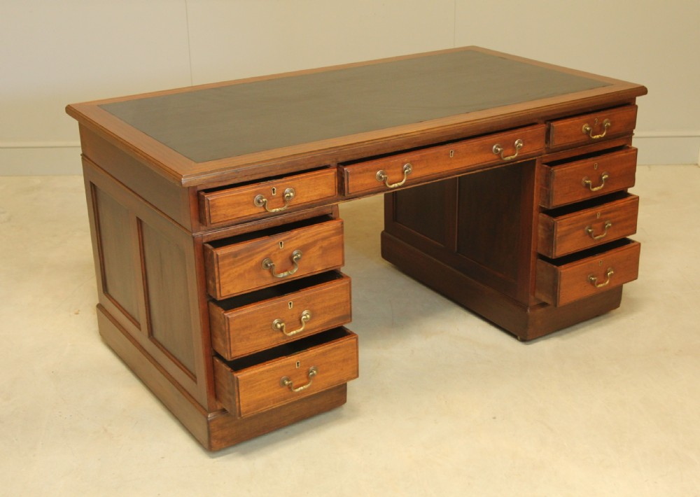  Elegant 20th Century Mahogany Twin Pedestal Desk View VI
