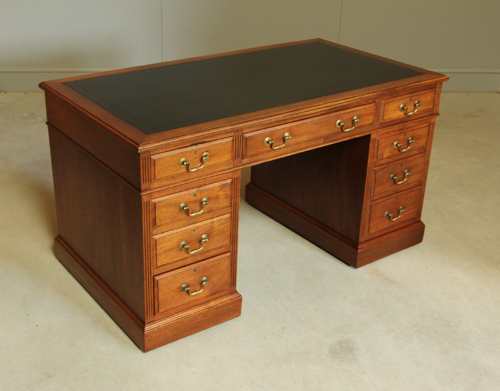 Early 20th Century Mahogany Twin Pedestal Writing Desk View VII
