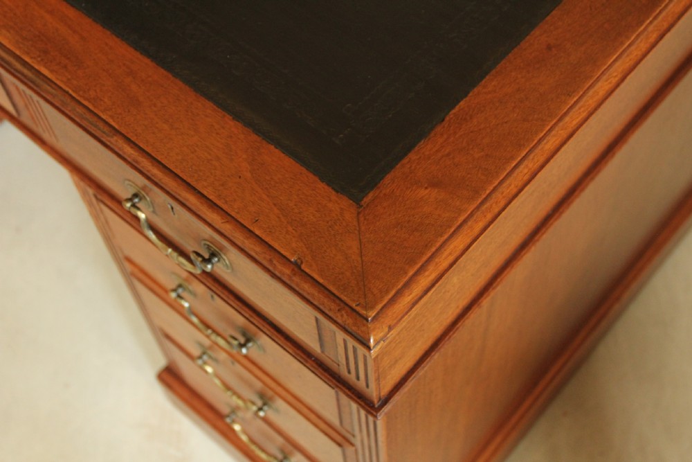 Early 20th Century Mahogany Twin Pedestal Writing Desk View X
