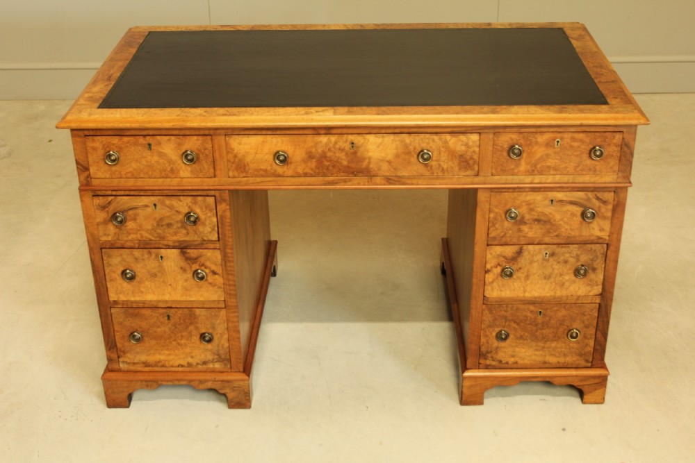A VICTORIAN BURR WALNUT WRITING DESK. View II