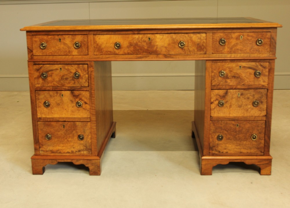 A VICTORIAN BURR WALNUT WRITING DESK. View III