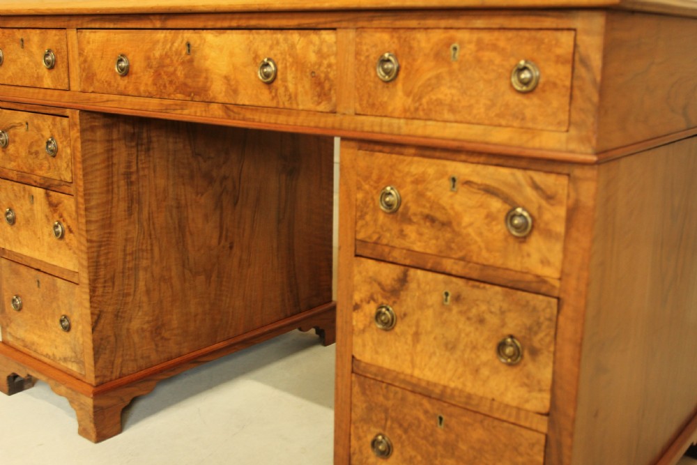 A VICTORIAN BURR WALNUT WRITING DESK. View V
