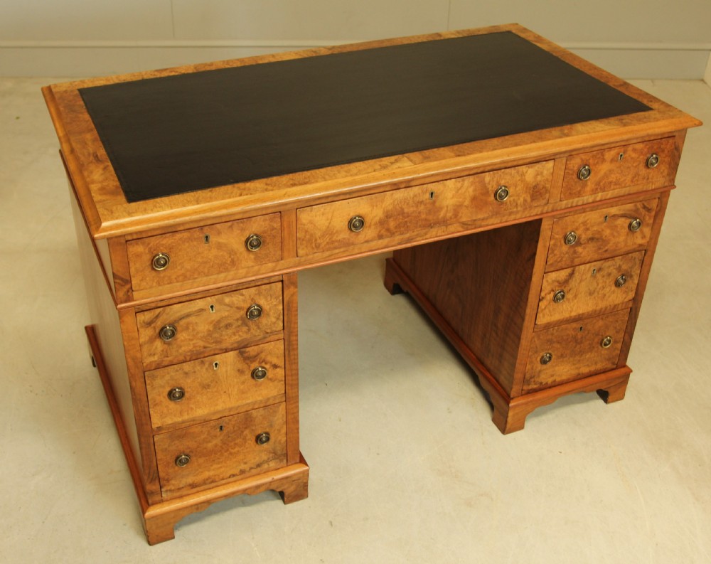 A VICTORIAN BURR WALNUT WRITING DESK. View VIII