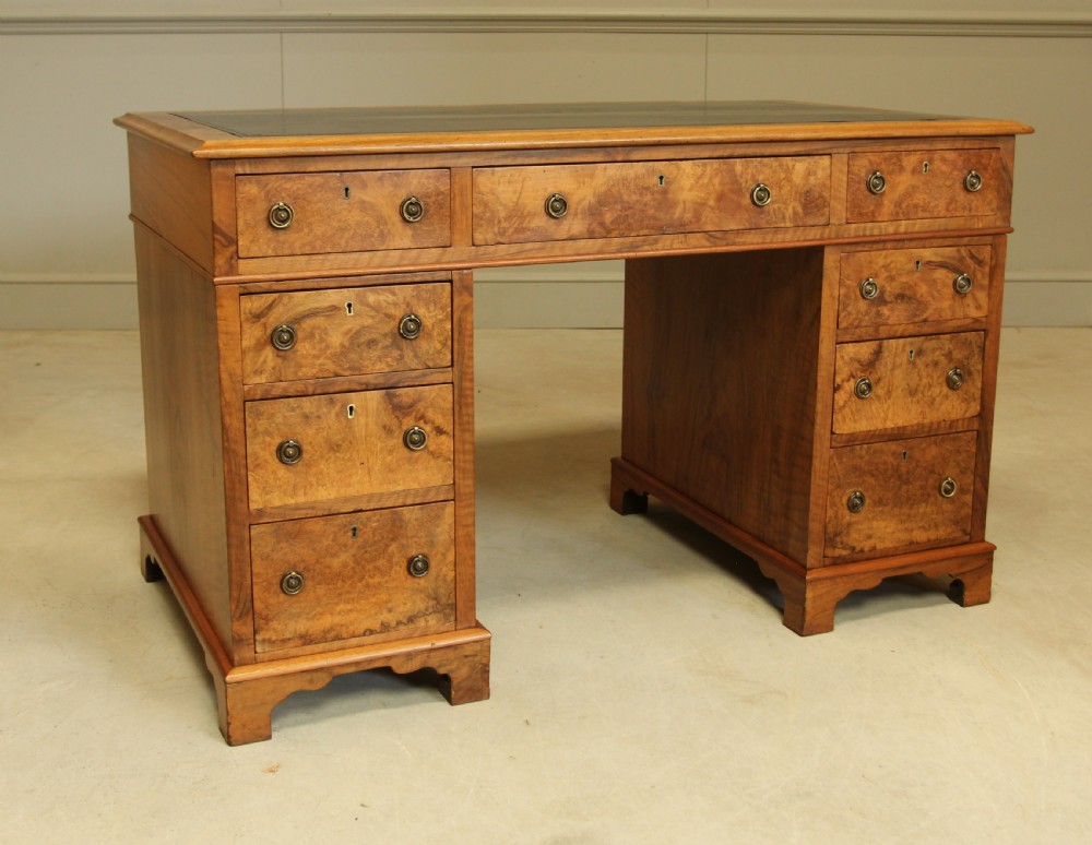 A VICTORIAN BURR WALNUT WRITING DESK. View IX