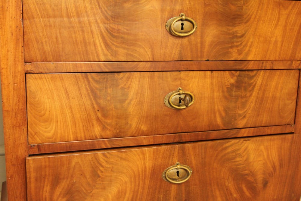 A Curl mahogany 19th-century Swedish late Empire chest of drawers. View X
