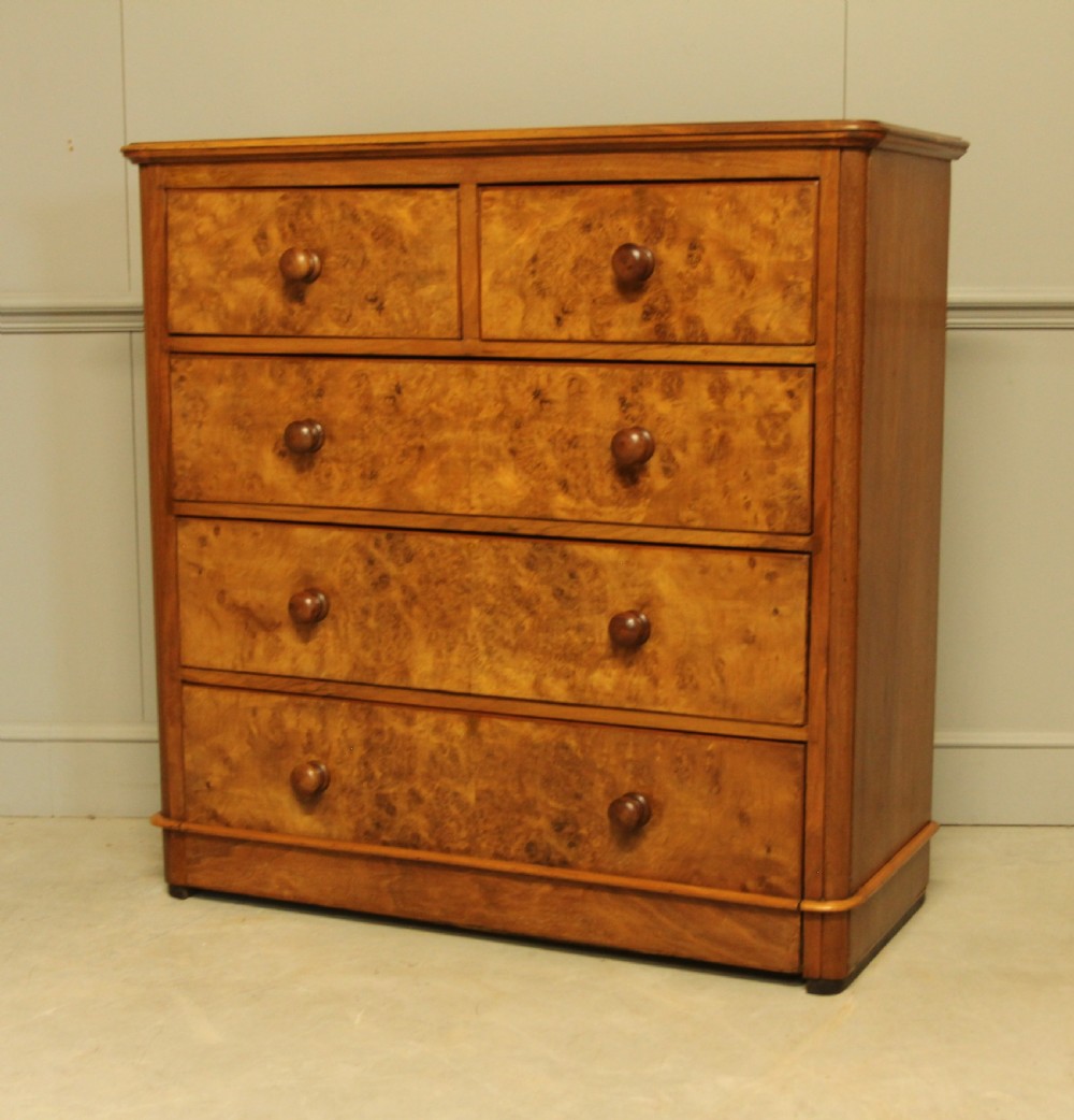A VICTORIAN BURR WALNUT CHEST OF DRAWERS View VIII