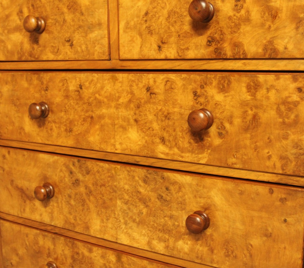 A VICTORIAN BURR WALNUT CHEST OF DRAWERS View IX