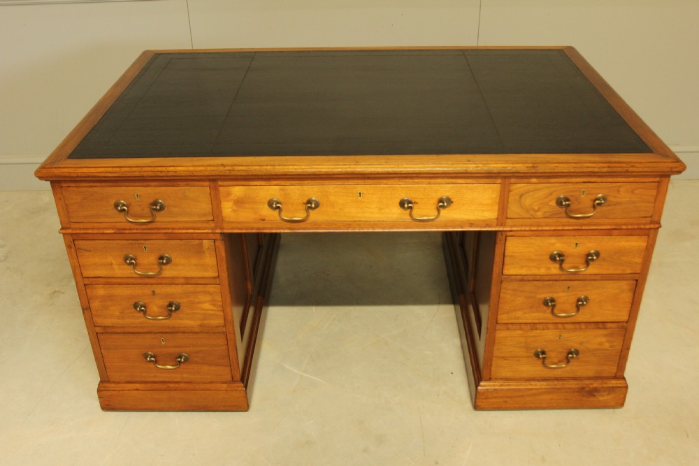 Early 20th Century Walnut Double Pedestal Desk View IV