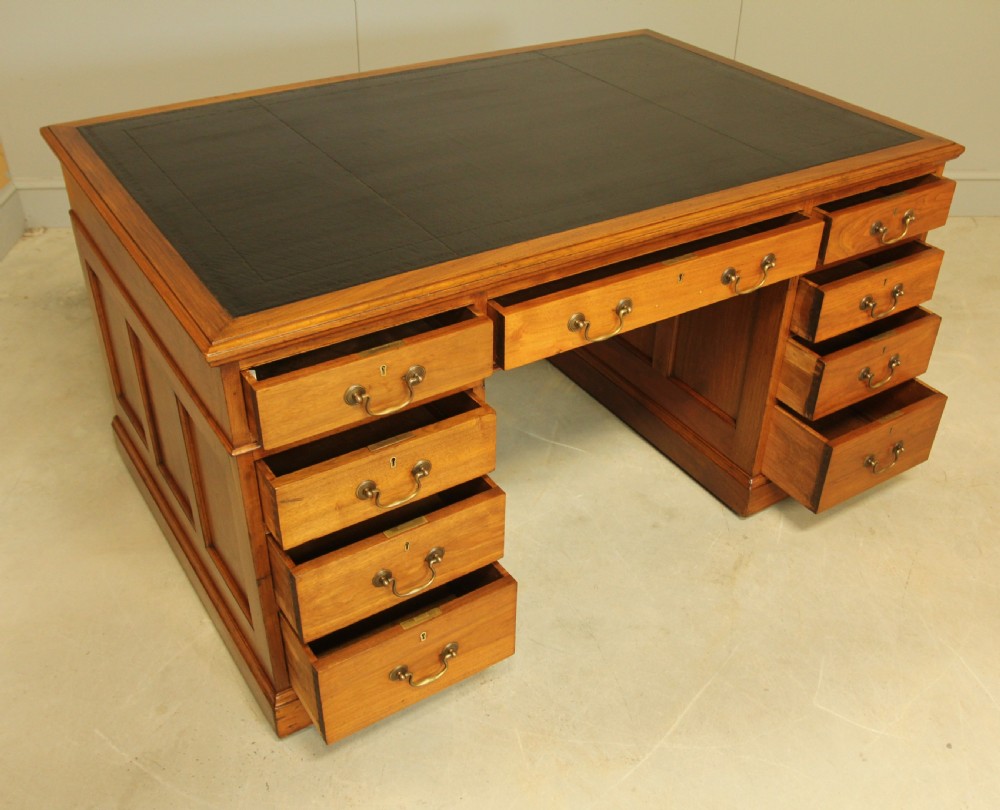 Early 20th Century Walnut Double Pedestal Desk View VI