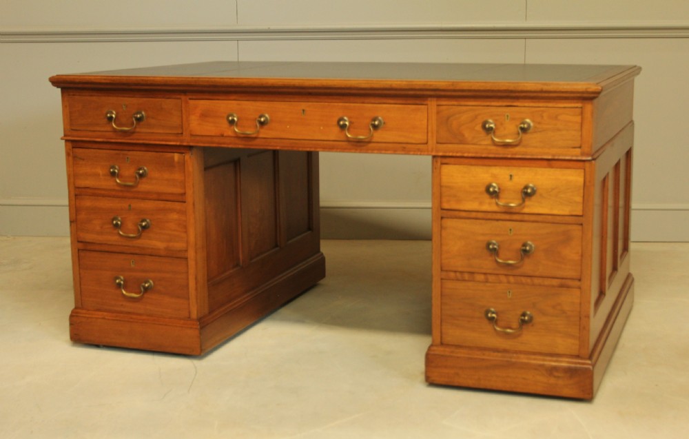 Early 20th Century Walnut Double Pedestal Desk View VIII