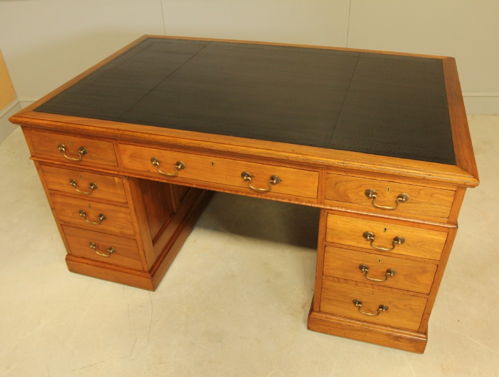 Early 20th Century Walnut Double Pedestal Desk View IX