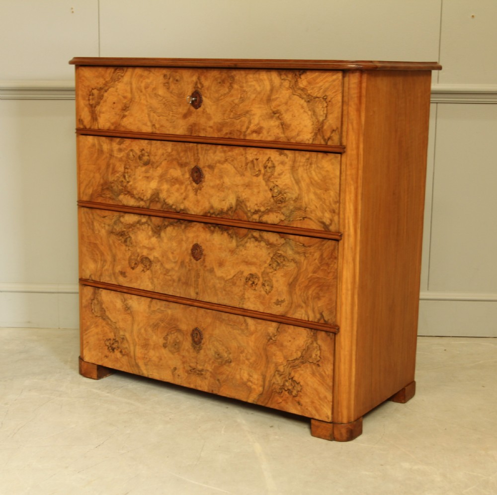 Swedish Burr Walnut Chest of Drawers View IV