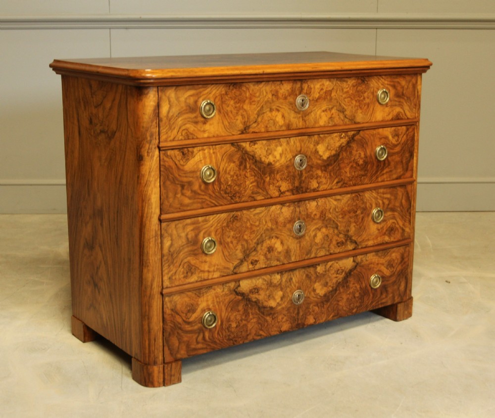 A Swedish 19th century burr walnut chest of drawers