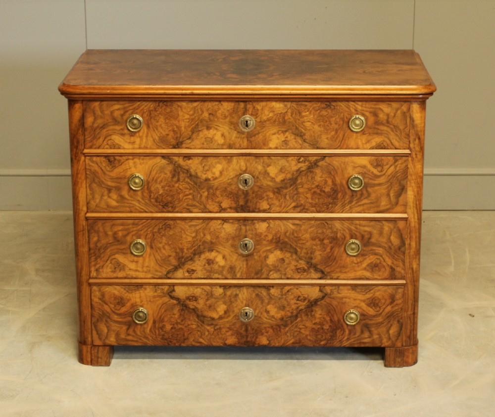 A Swedish 19th century burr walnut chest of drawers View II