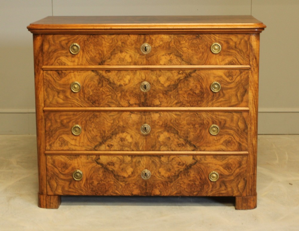 A Swedish 19th century burr walnut chest of drawers View III