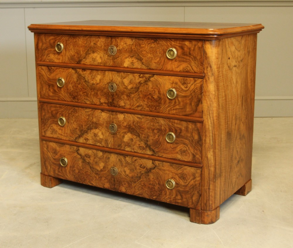 A Swedish 19th century burr walnut chest of drawers View V