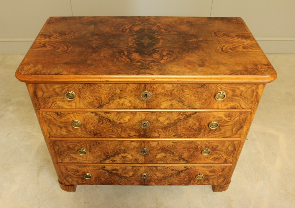 A Swedish 19th century burr walnut chest of drawers View VII
