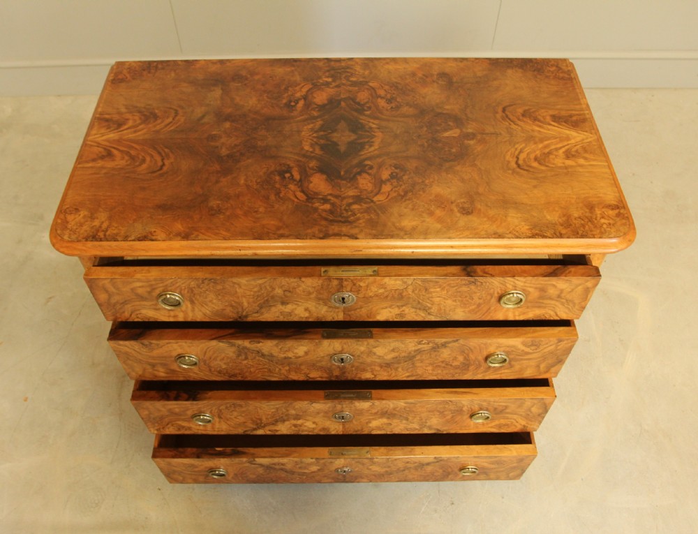 A Swedish 19th century burr walnut chest of drawers View VIII