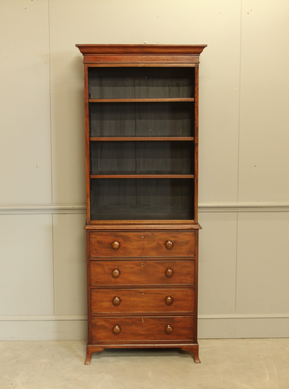 Refined Victorian Mahogany Open Bookcase on Chest of Drawers View II