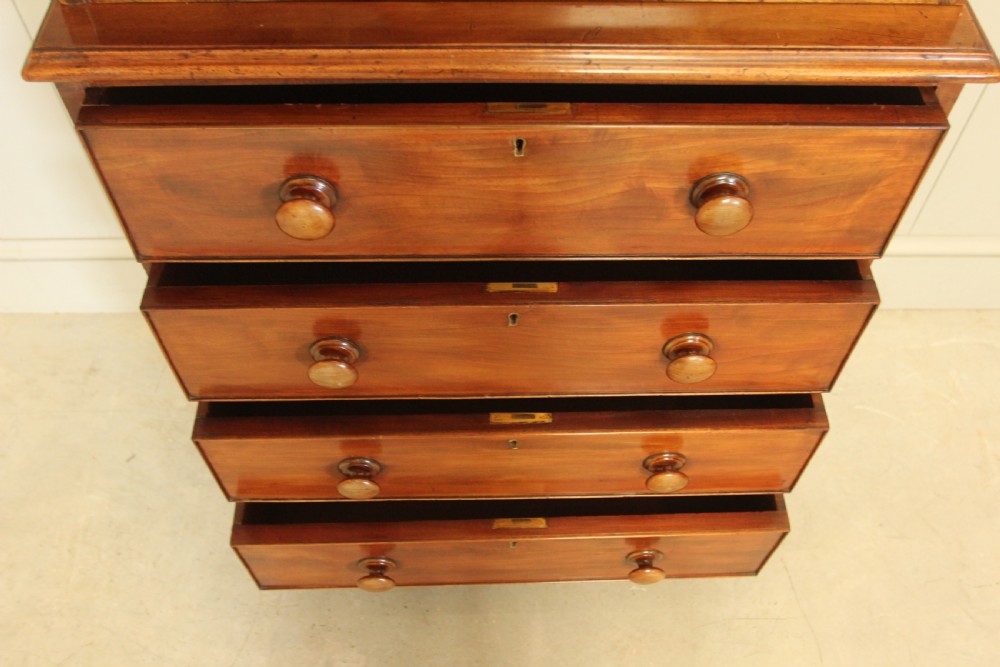 Refined Victorian Mahogany Open Bookcase on Chest of Drawers View IX
