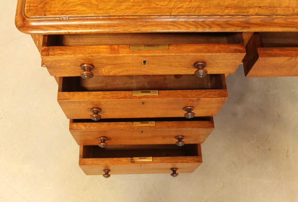 Victorian Oak Partner Desk View IX